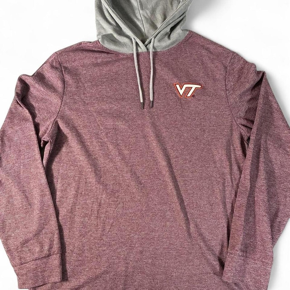 NWOT Colosseum VT Tech hoodie in burgundy with grey hoodie. Lightweight , size M